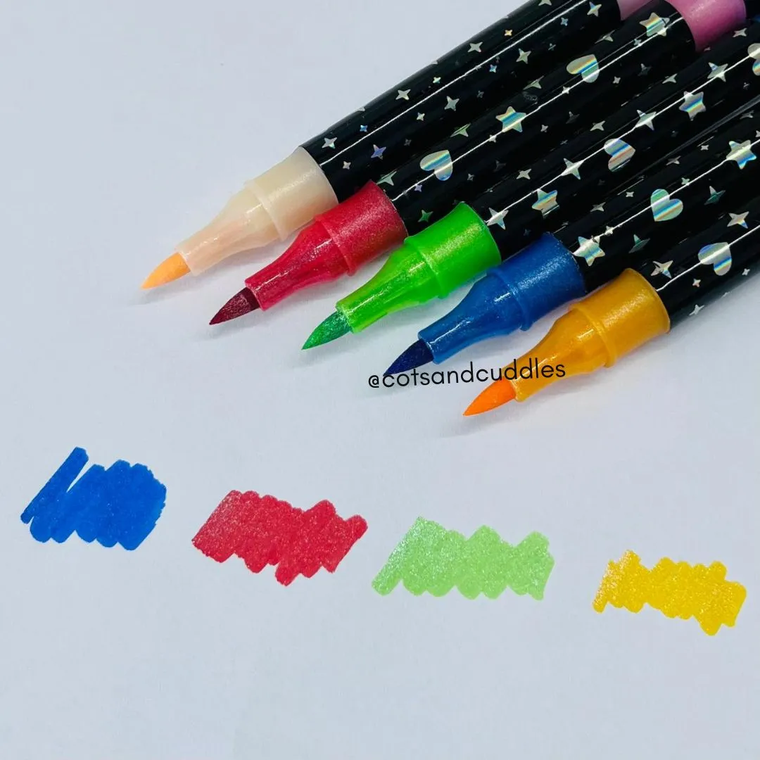 12pc Glitter Dual-Tip Marker Pen Set