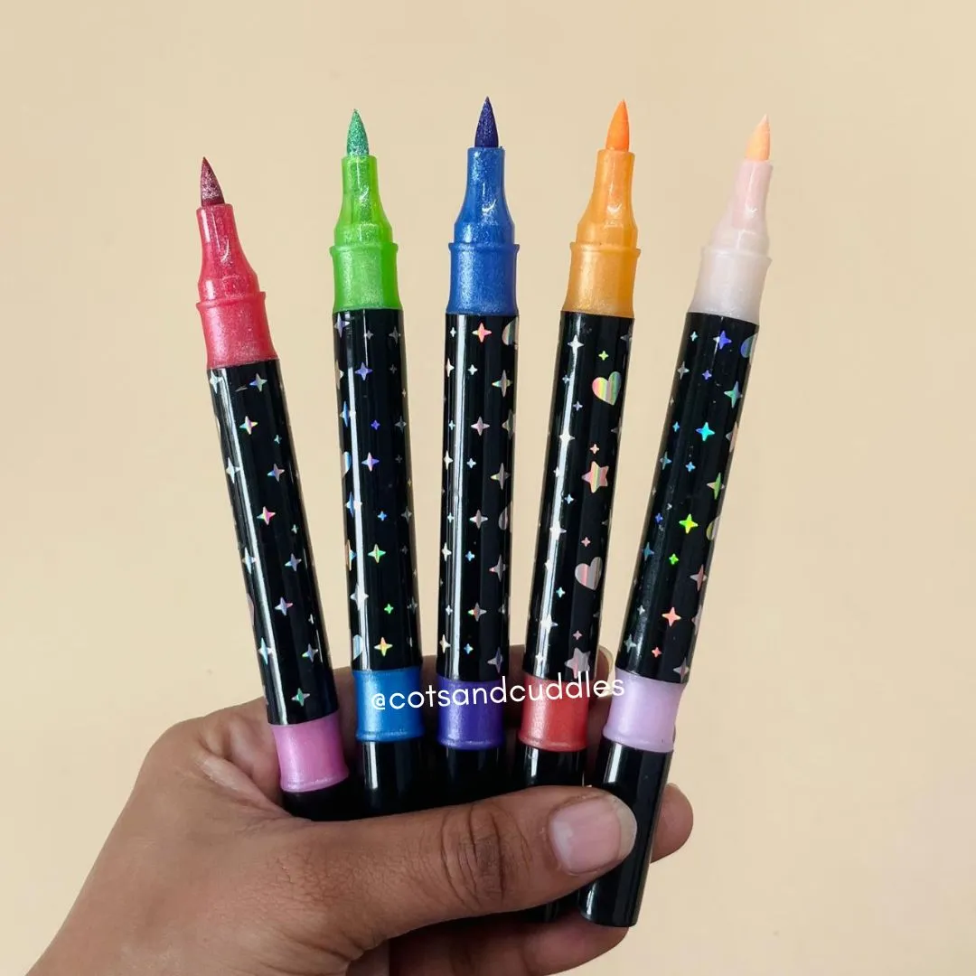 12pc Glitter Dual-Tip Marker Pen Set