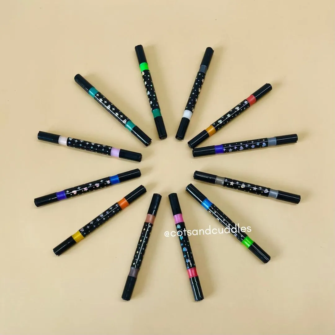 12pc Glitter Dual-Tip Marker Pen Set