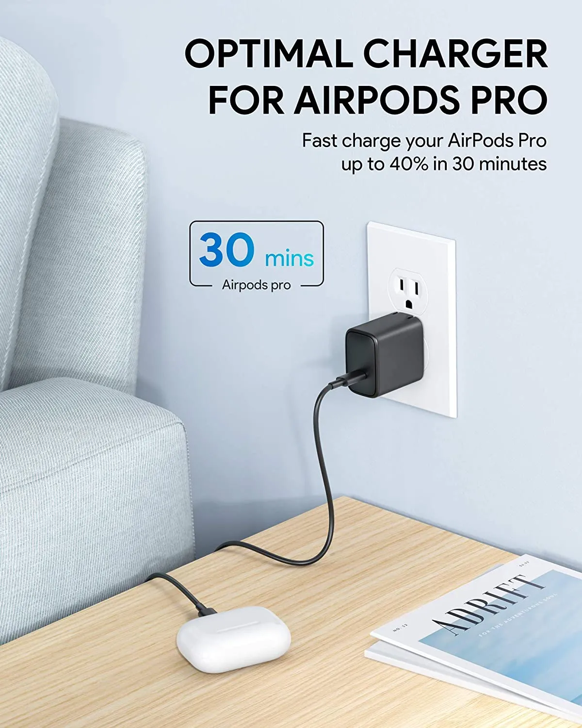 18W USB C Charger Type C Wall Charger with Foldable Plug