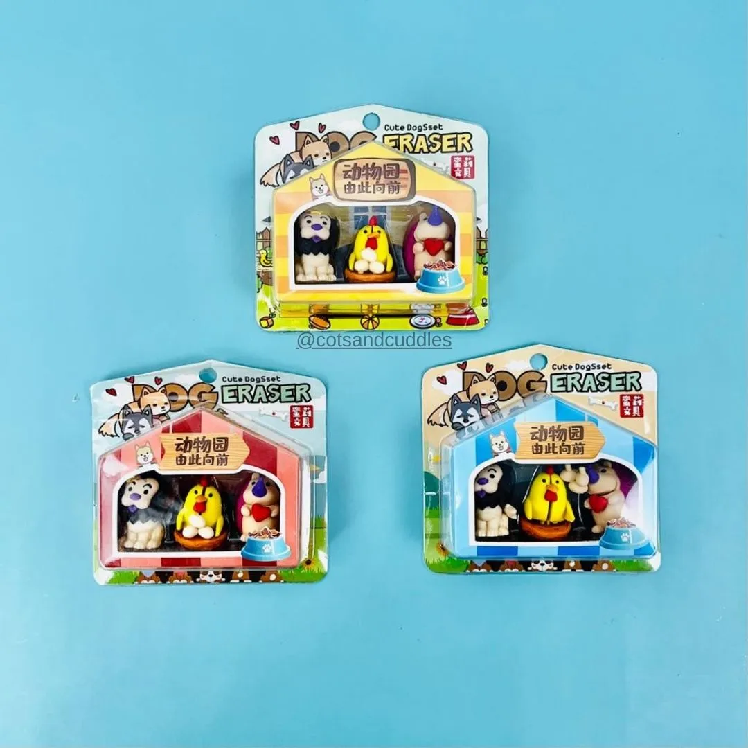 3D Baby Animal Shape Erasers for Kids (Pack of 3)