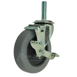 3"x13/16" Thermoplastic Rubber Swivel Caster with 3/8"-16x 1-1/4" Stem with Top Lock Brake-100 Lbs Capacity