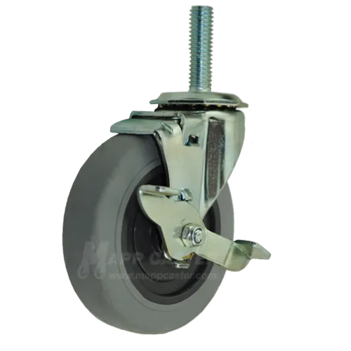 3"x13/16" Thermoplastic Rubber Swivel Caster with 3/8"-16x 1-1/4" Stem with Top Lock Brake-100 Lbs Capacity