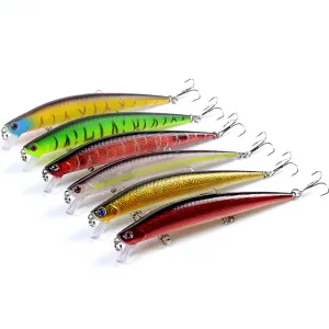 6x 12.5cm Popper Minnow Fishing Lures for Fresh & Saltwater