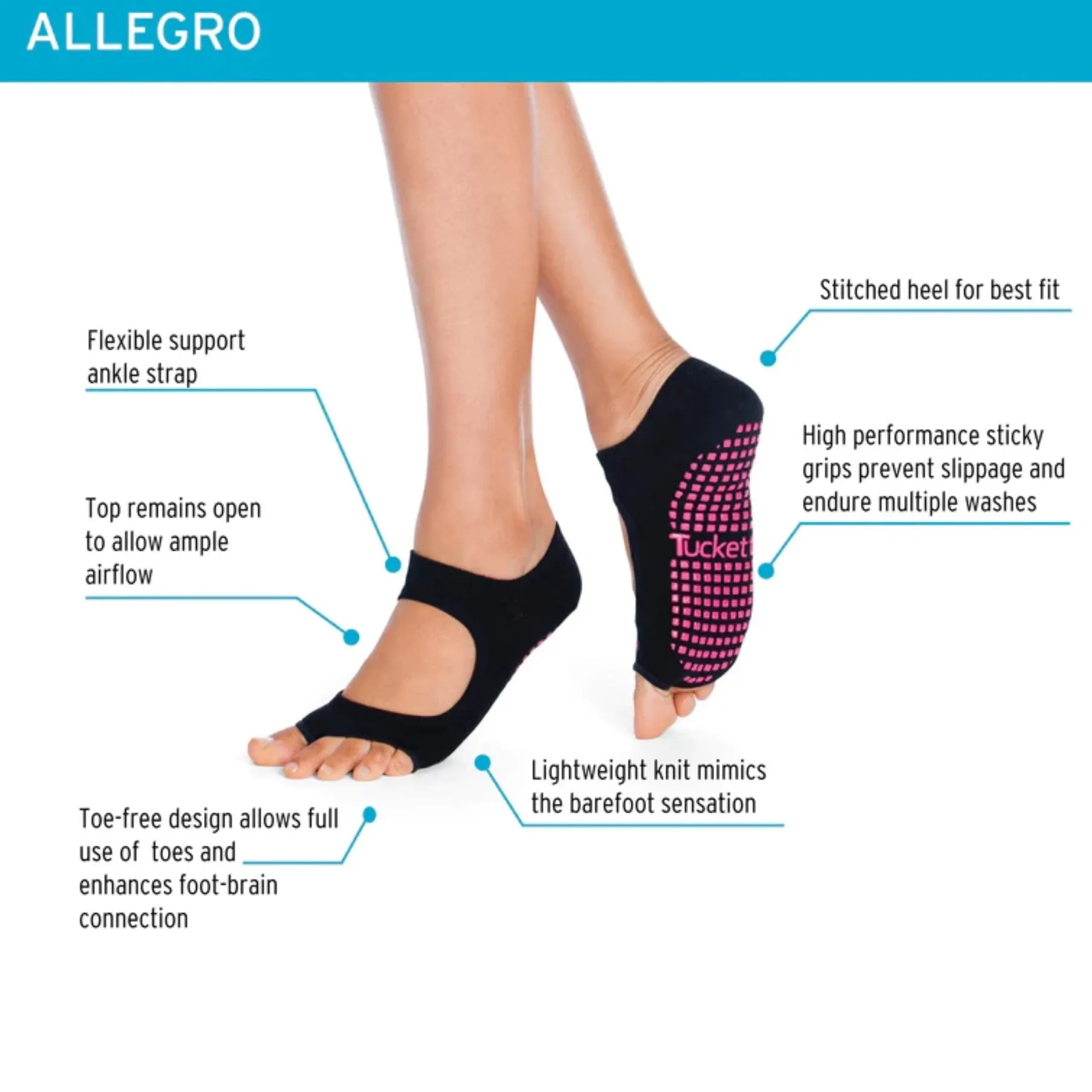 Anklet Grip Socks - Blue Effervescent (Barre / Pilates)