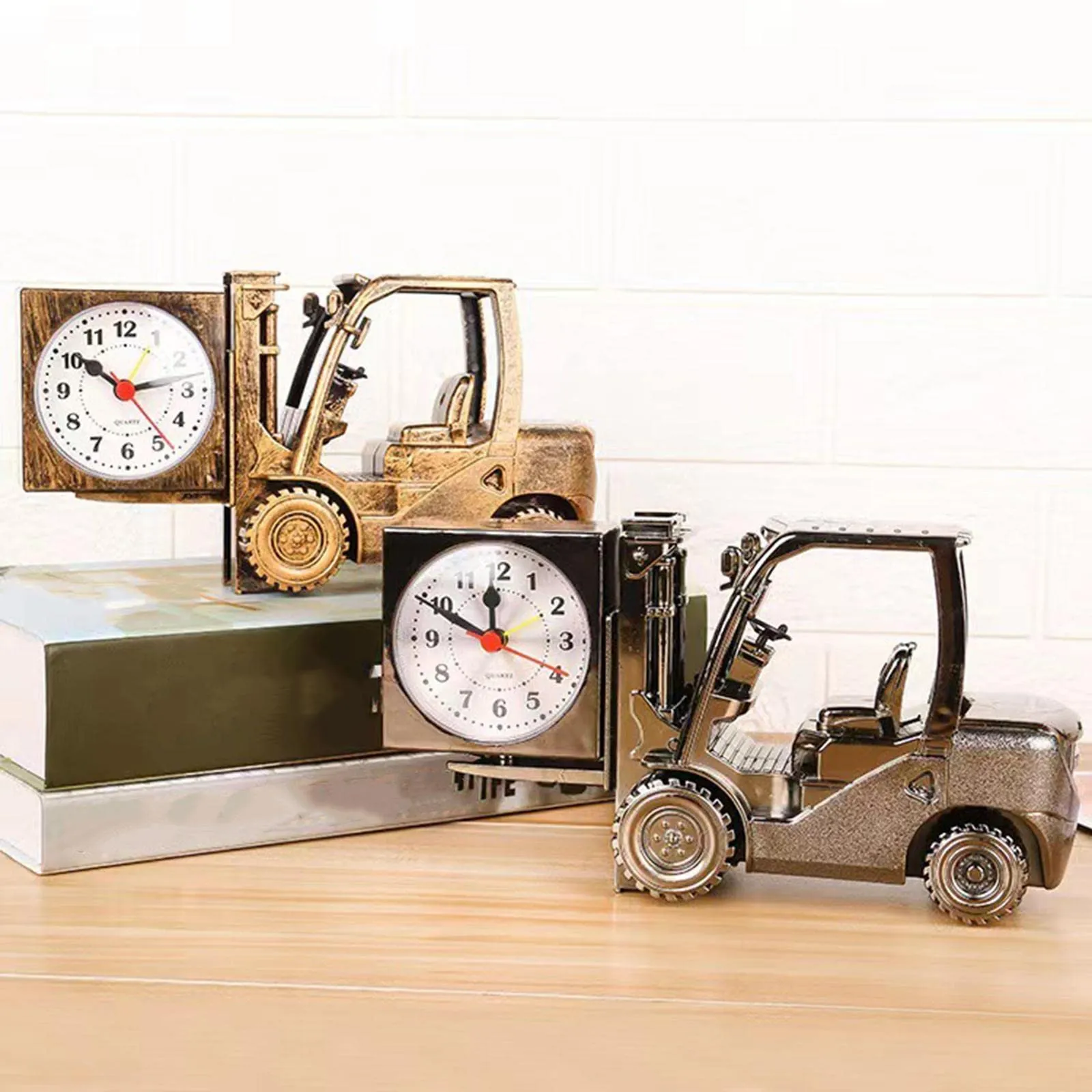 ATORSE® Small Table Clocks Forklift Model Shelf Removable Living Room for Children B