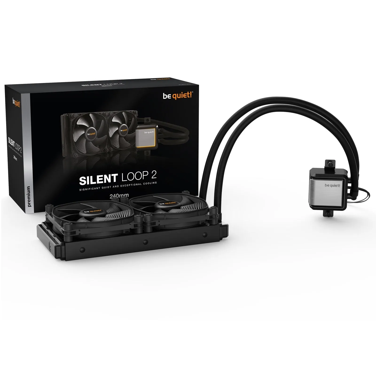 Be Quiet! Silent Loop 2 240mm ARGB Liquid CPU Cooler, Dampened & Adjustable Pump, 3 x 12cm Silent Wings 3 PWM Fans