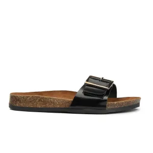 Brio Madrid Black Natural Leather Slippers