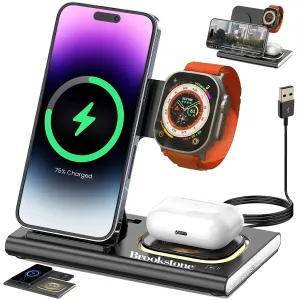 Brookstone 3-in-1 Wireless Charging Station for Apple iPhone, AirPods, and Apple Watch