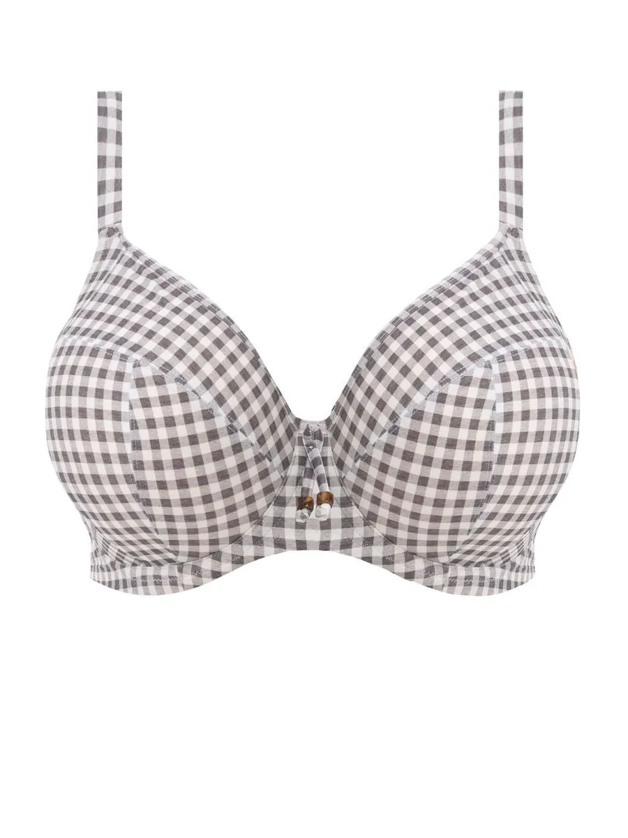 Checkmate Plunge Bikini Top - Grey Marl