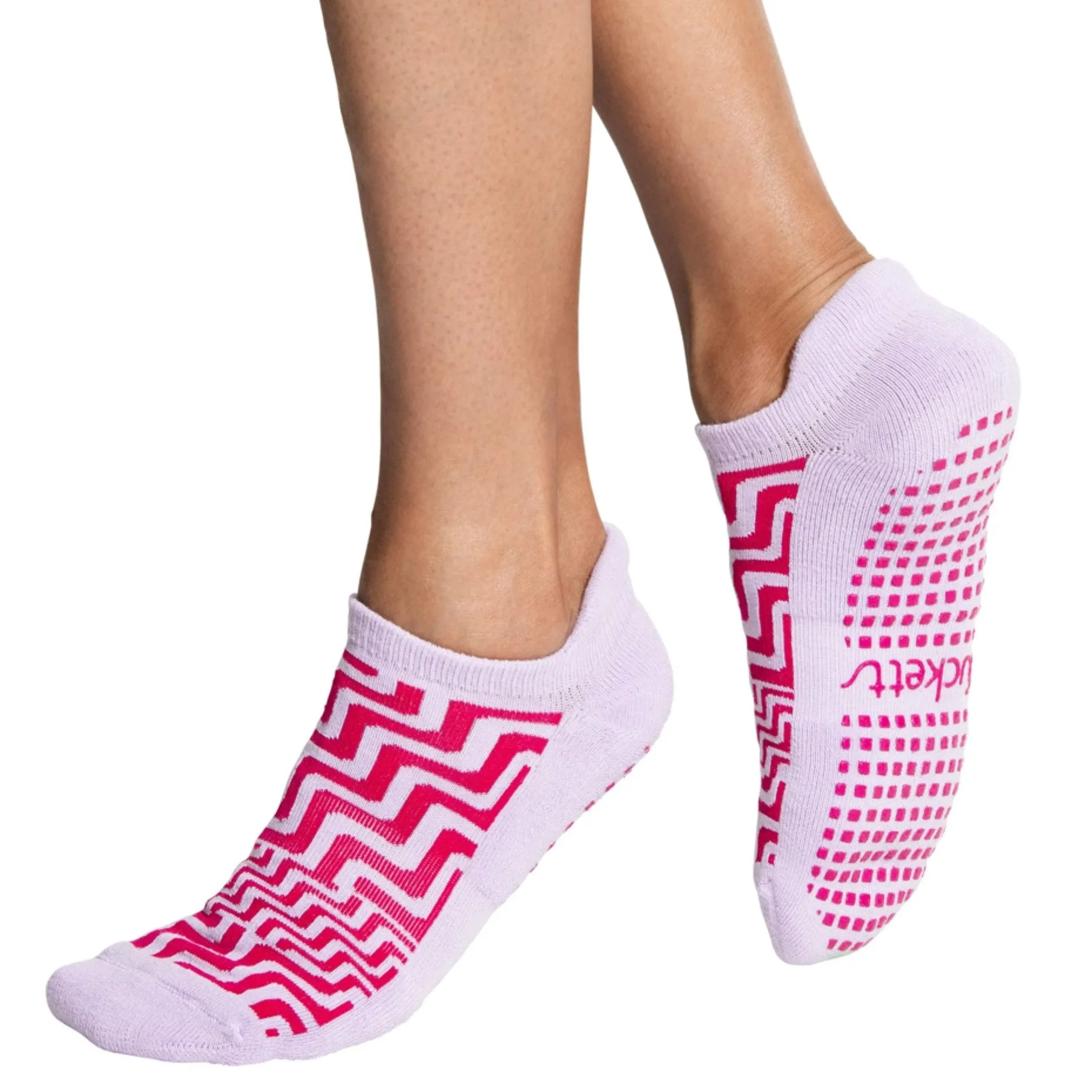 Closed Toe Grip Socks - Magenta Steps (Barre / Pilates)