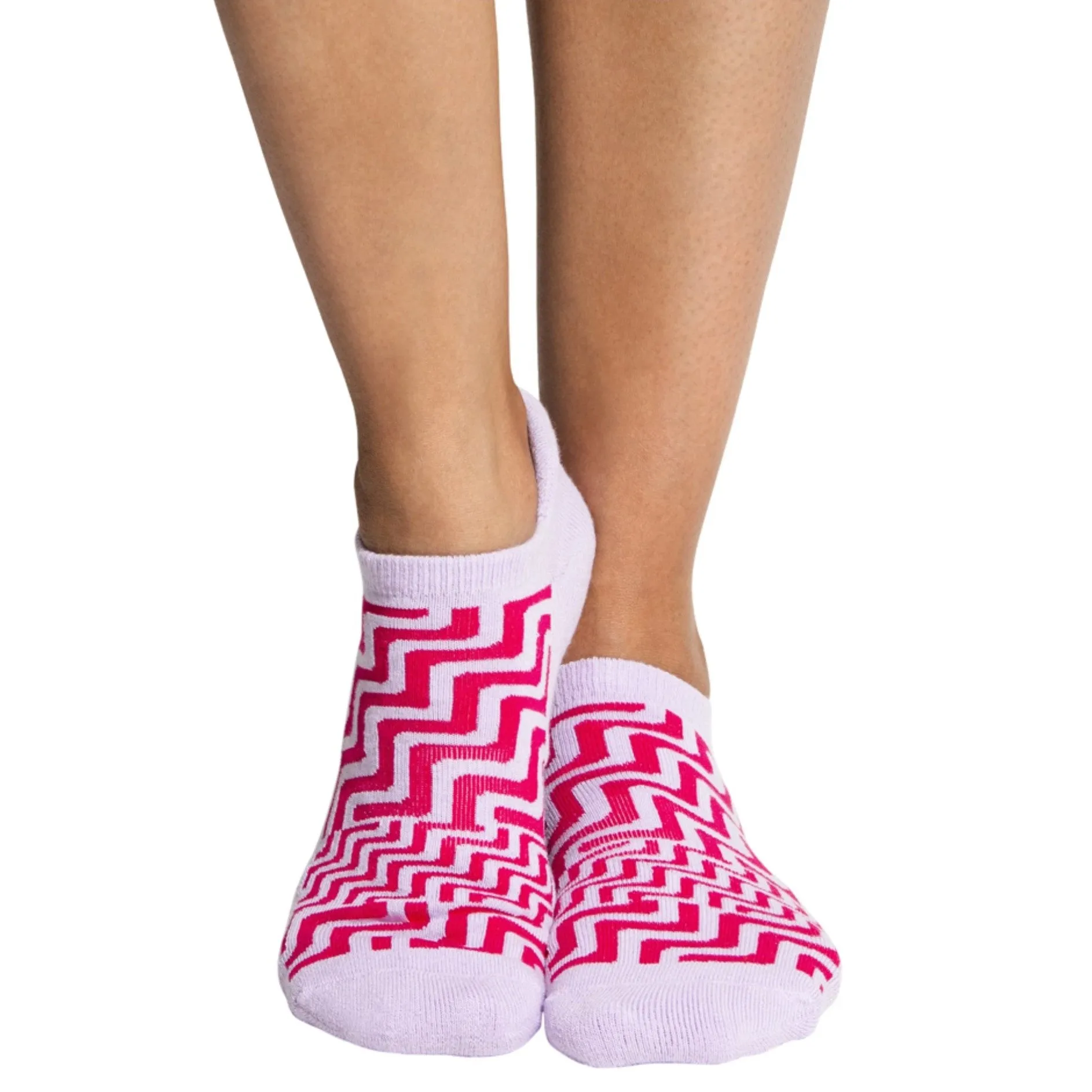 Closed Toe Grip Socks - Magenta Steps (Barre / Pilates)