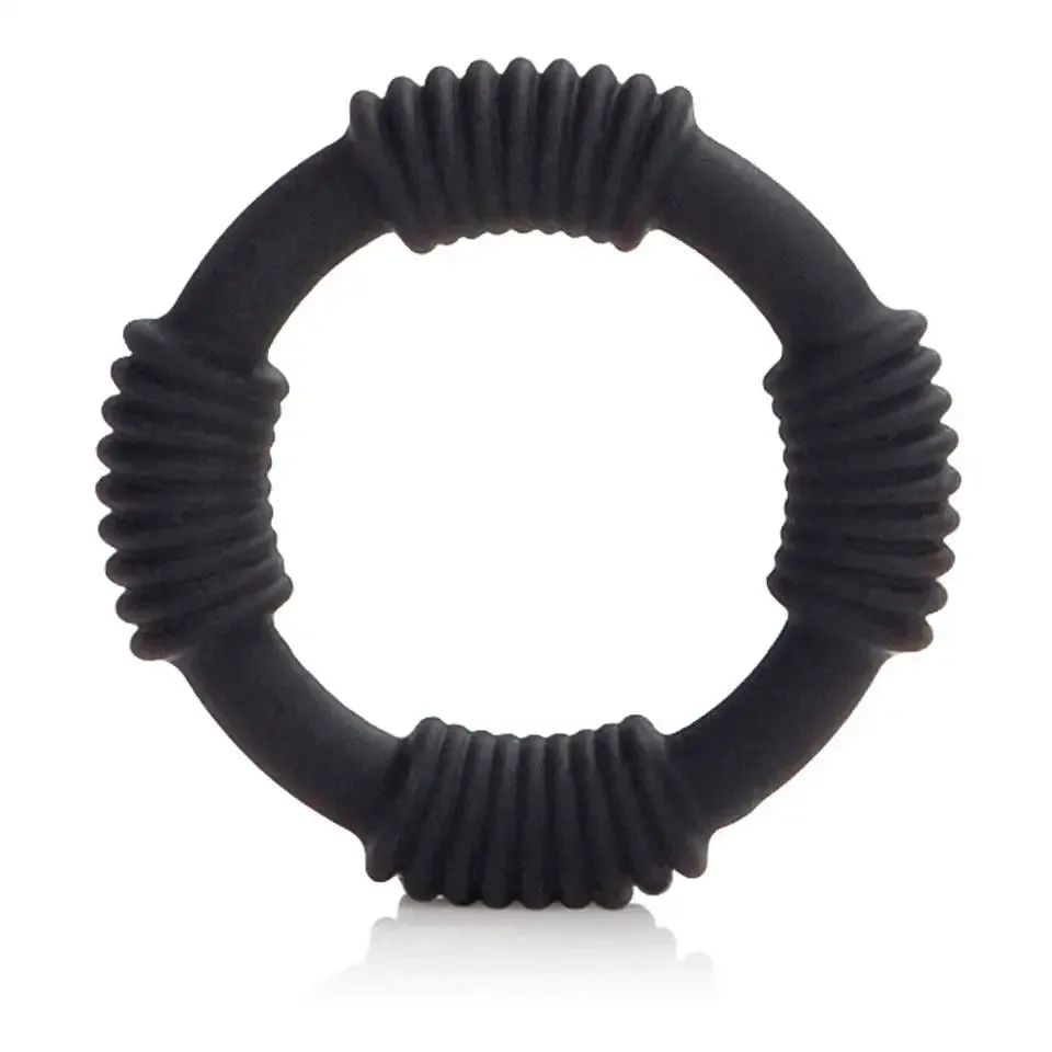 Colt Silicone Stretchy Black Cock Ring with Stimulating Ridges