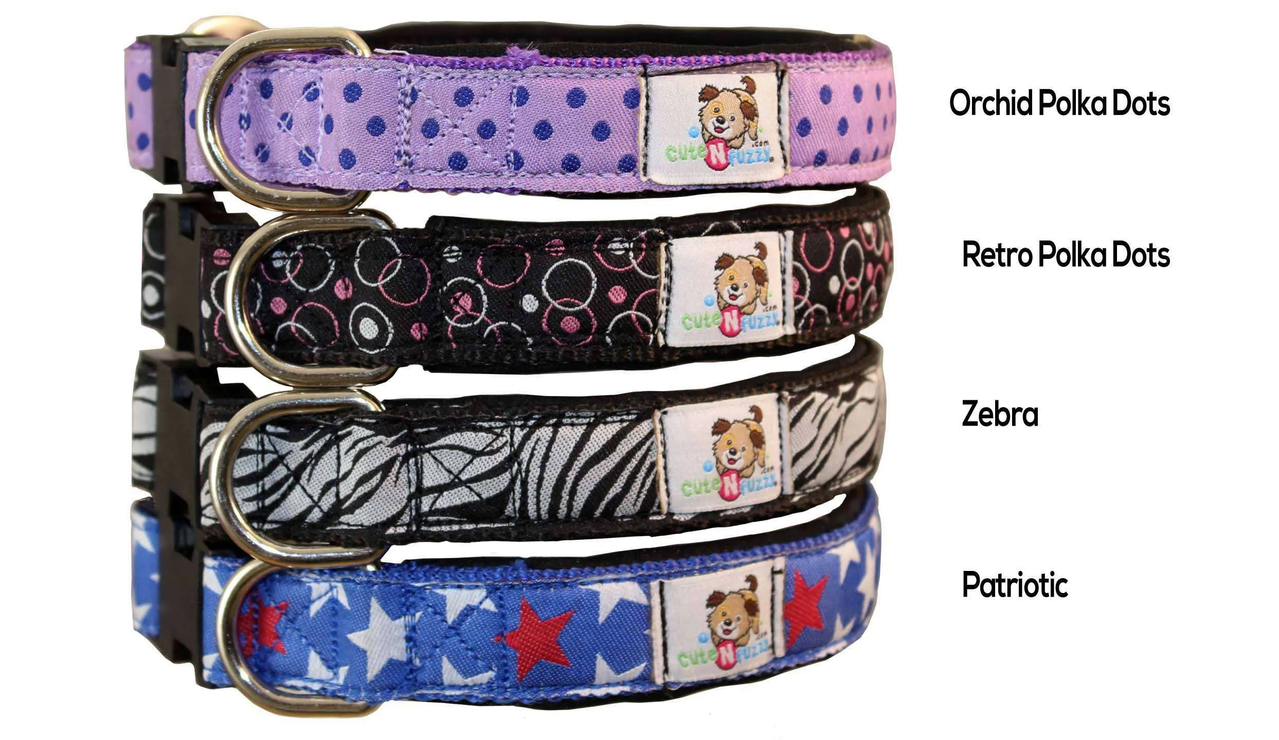 CuteNfuzzy Padded Adjustable Dog Collar with Overlay