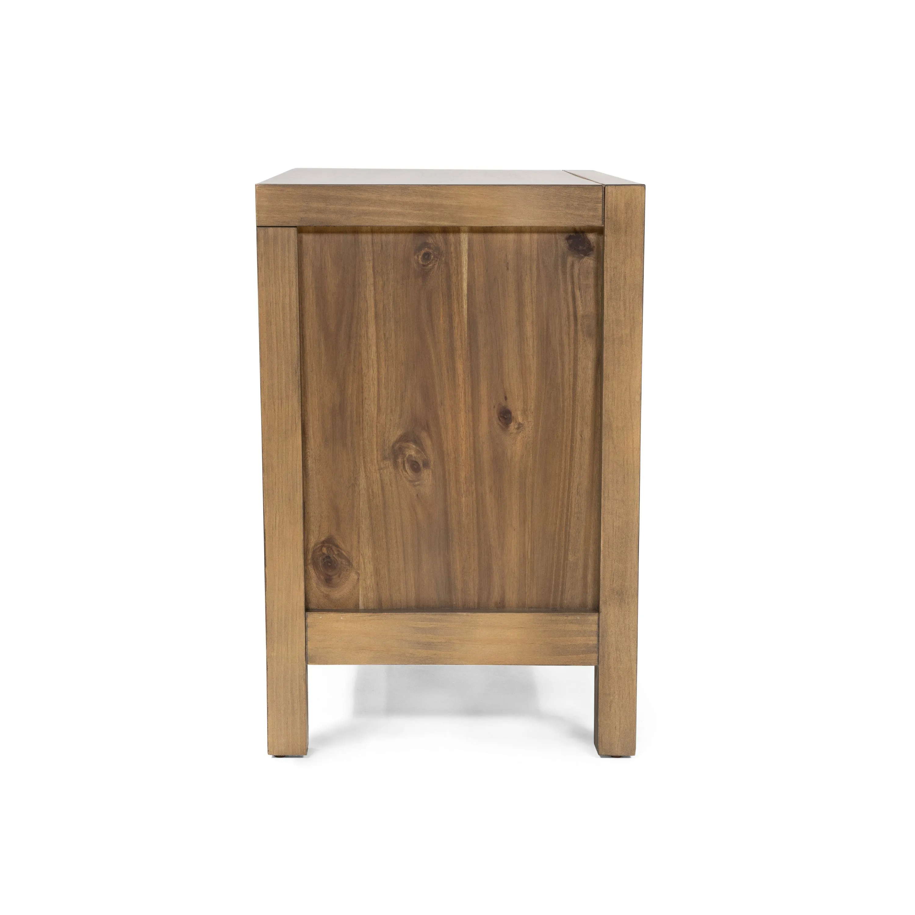 Duggan Light Oak & Black Bar Handle Felt-lined 2-Drawer Nightstand