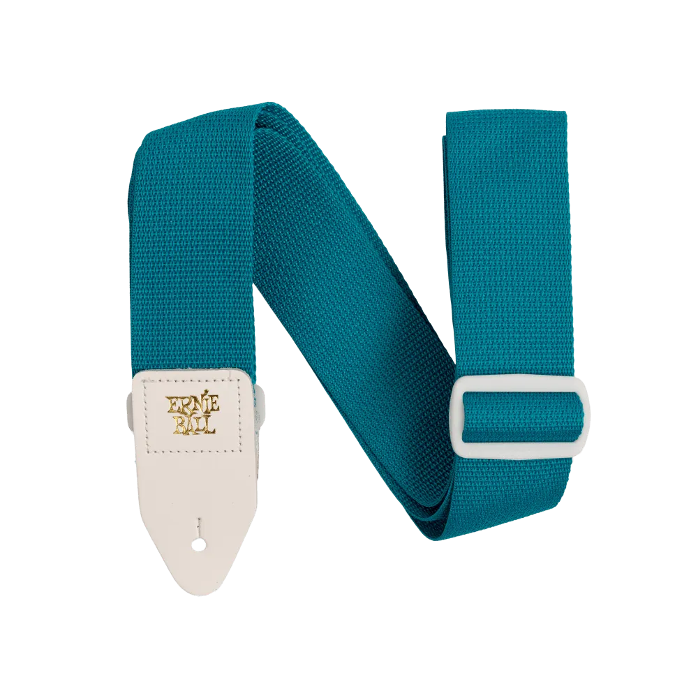 Ernie Ball P05349 Polypro Guitar Strap/Bass Strap - Teal w/White