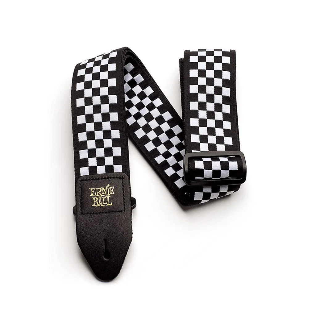 Ernie Ball Premium Strap - Black & White Checkered Jacquard Strap | Guitar Straps | P04149