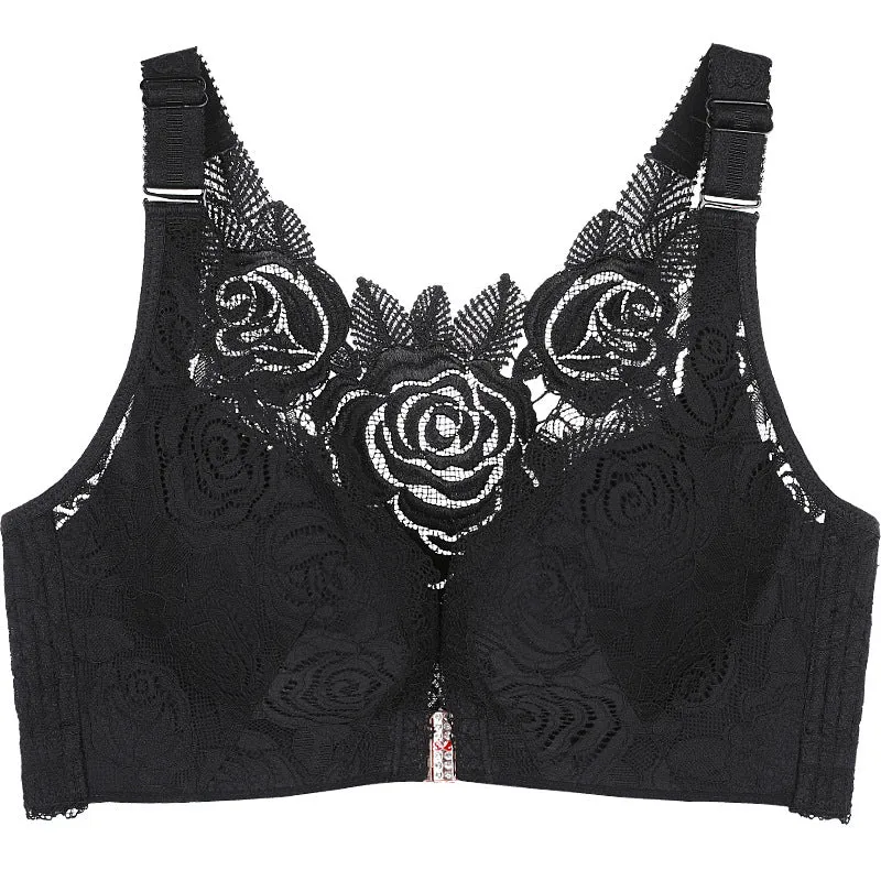 Front Buckle Rose Back Plus Size Bra