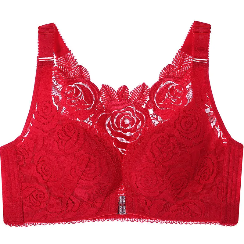 Front Buckle Rose Back Plus Size Bra