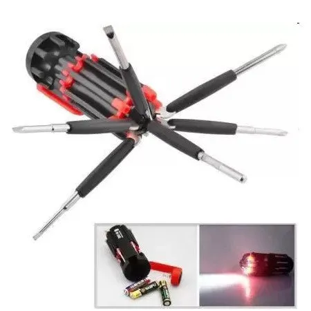 Hand Tool Combo - Wire Cutter cum Stripper & 8 In1 Screwdriver Kit Inbuilt Led Light