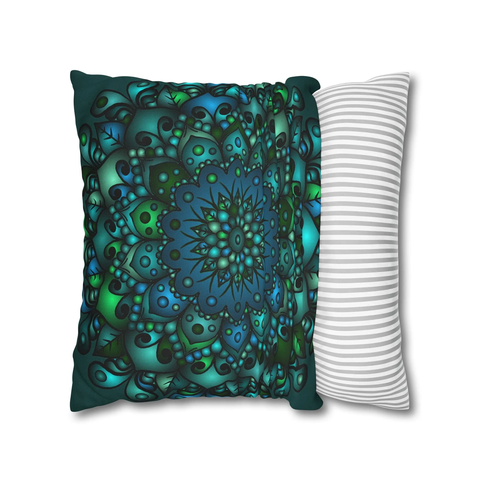 Handmade Mandala Design Pillowcase - Petroleum Green