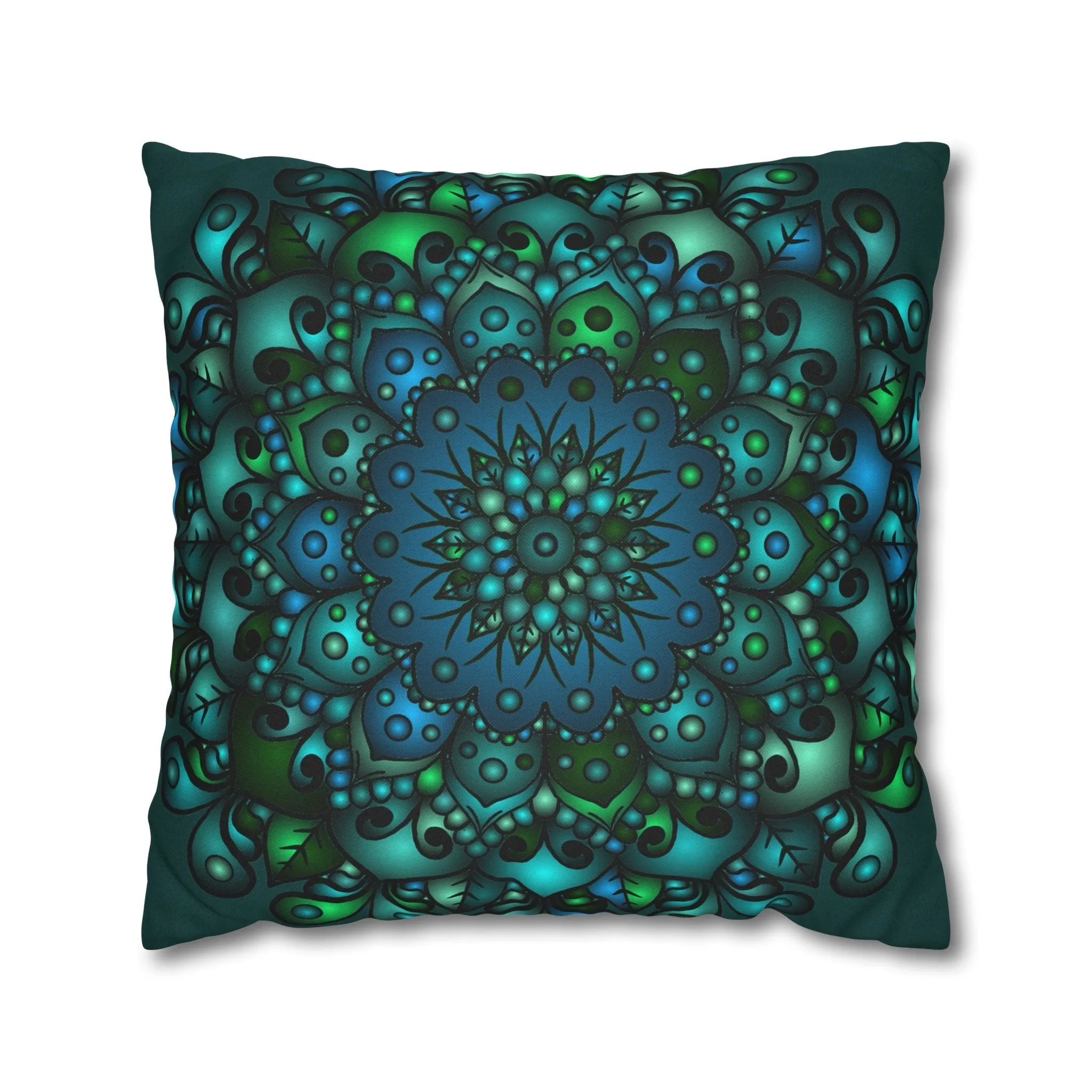 Handmade Mandala Design Pillowcase - Petroleum Green