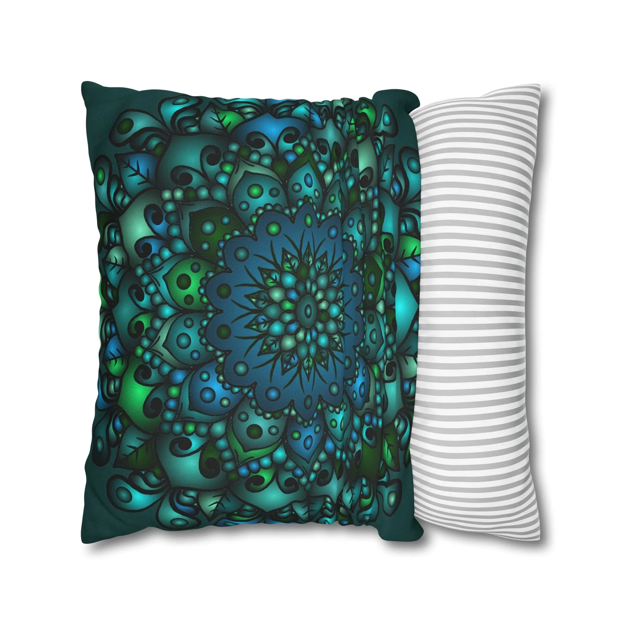 Handmade Mandala Design Pillowcase - Petroleum Green