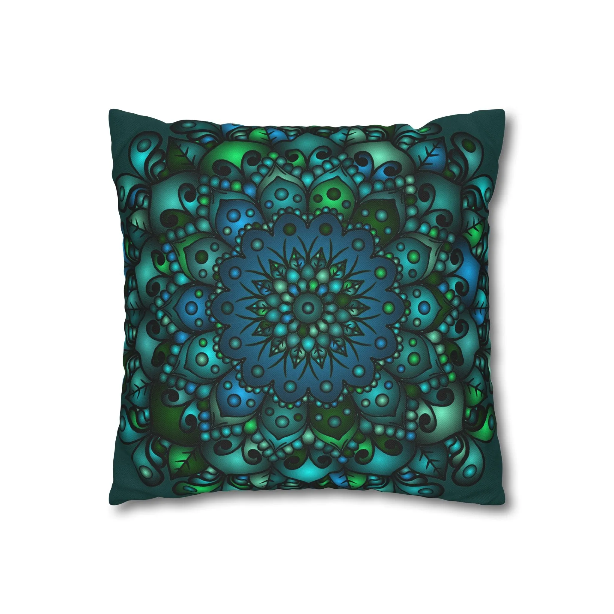 Handmade Mandala Design Pillowcase - Petroleum Green