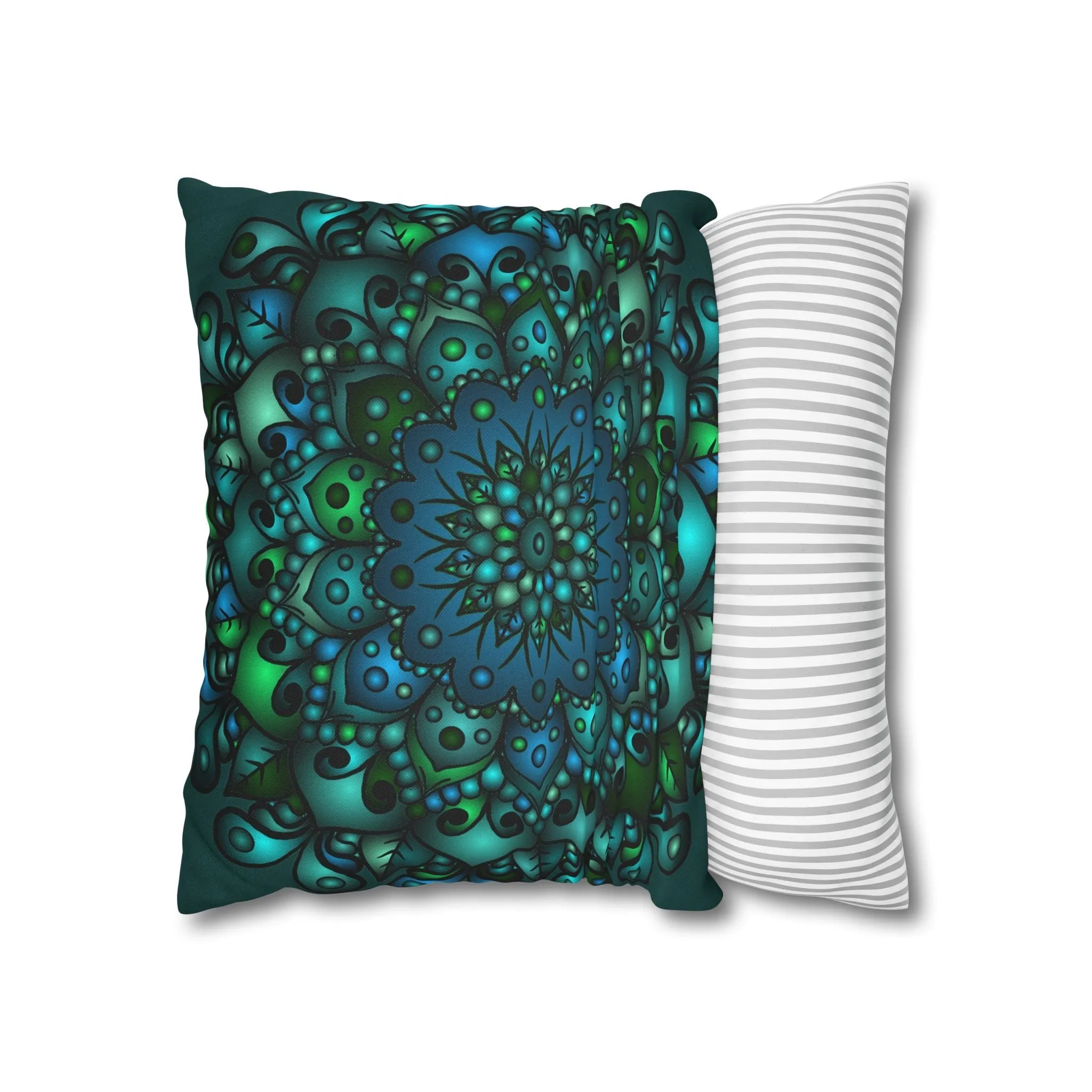 Handmade Mandala Design Pillowcase - Petroleum Green