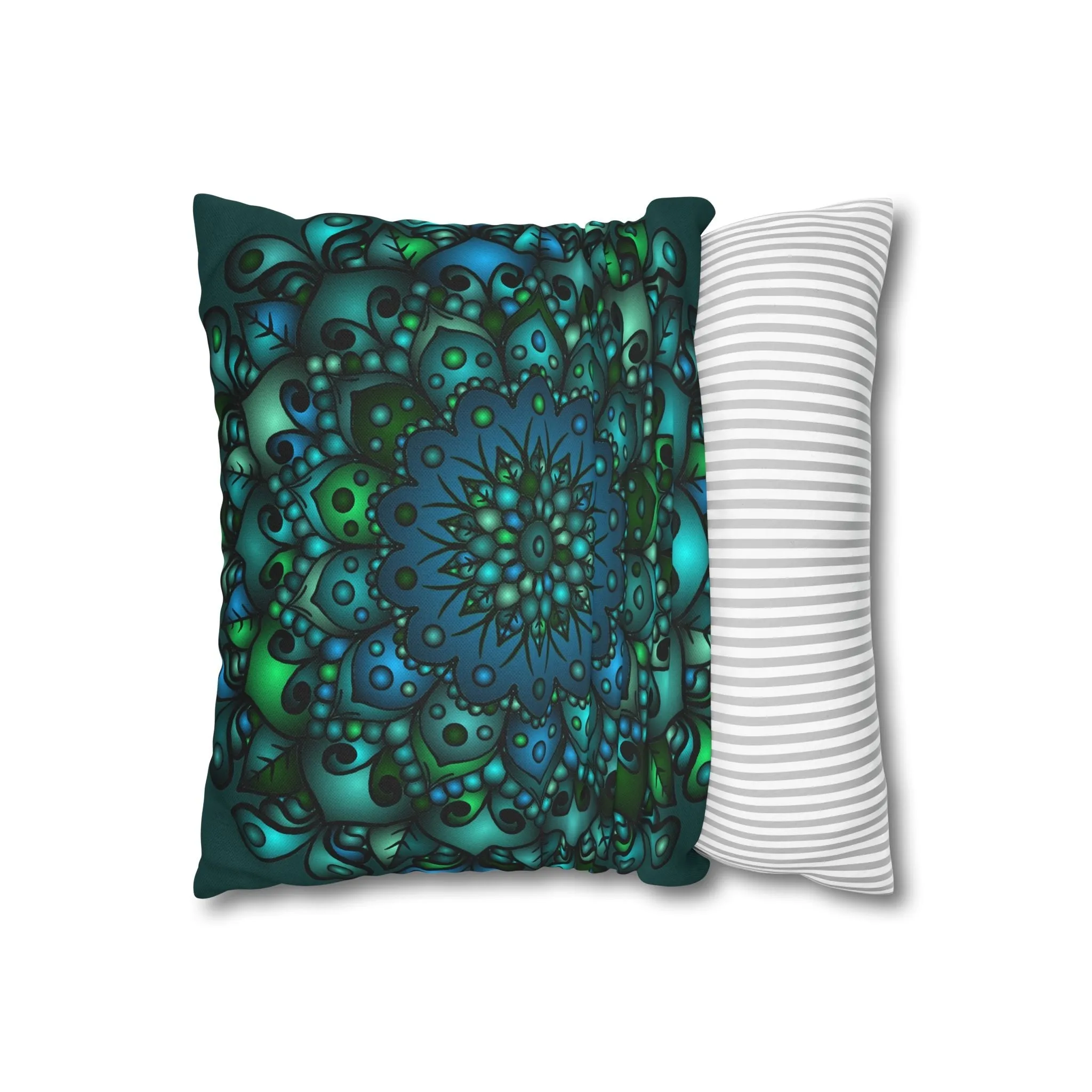 Handmade Mandala Design Pillowcase - Petroleum Green