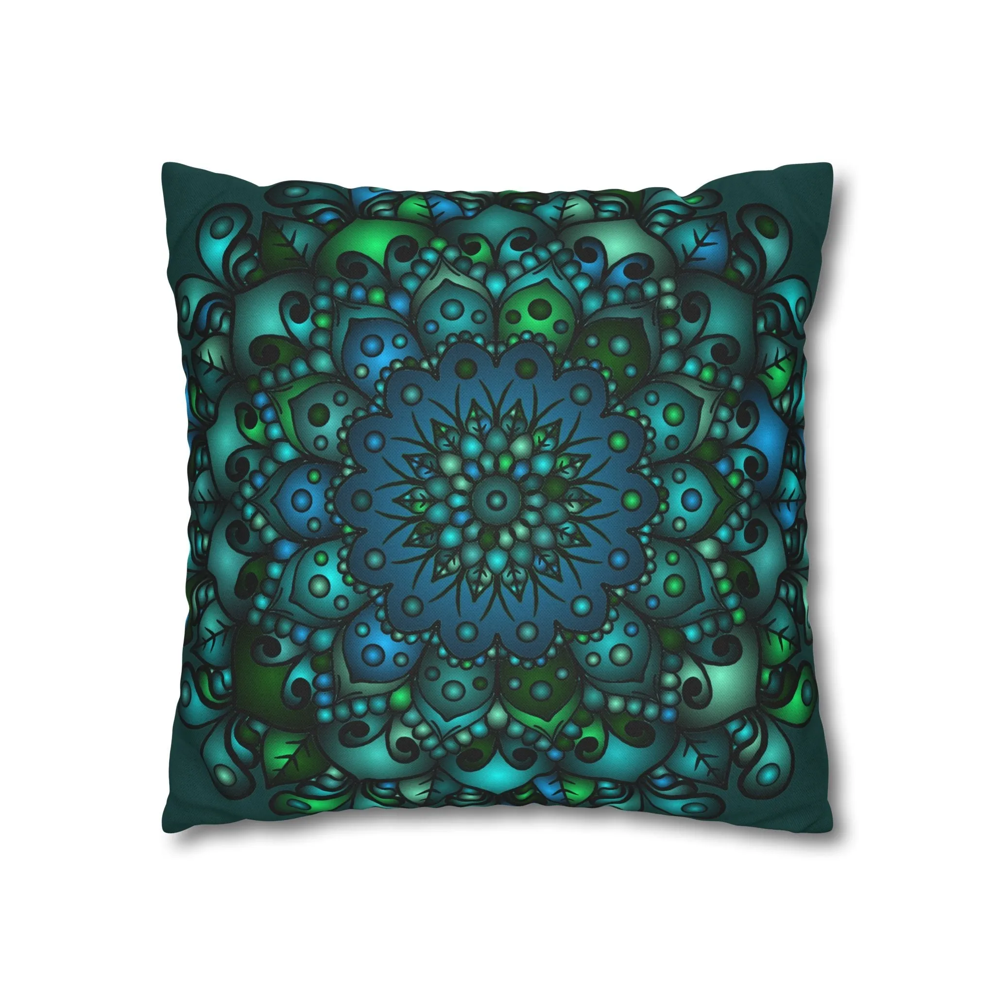 Handmade Mandala Design Pillowcase - Petroleum Green