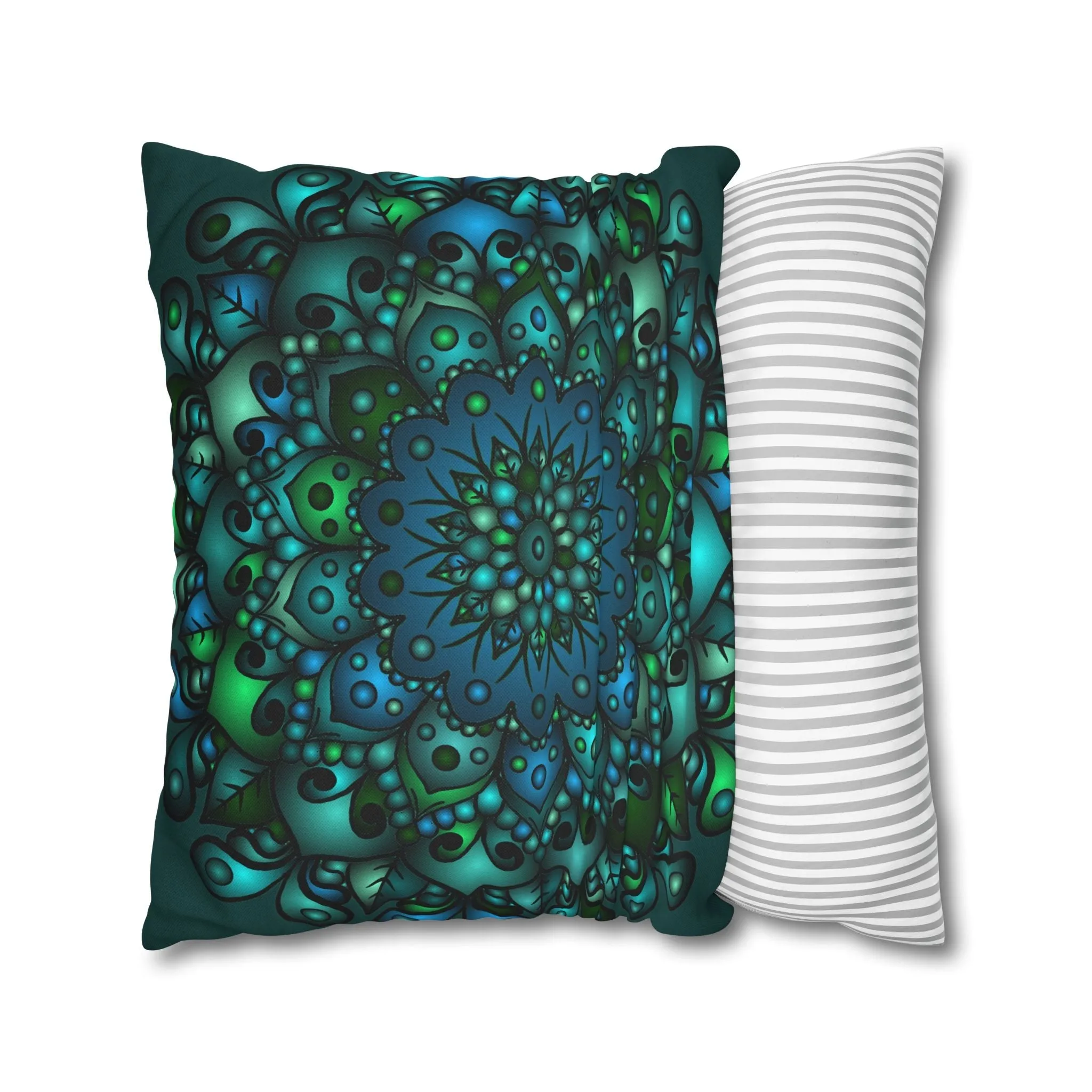 Handmade Mandala Design Pillowcase - Petroleum Green