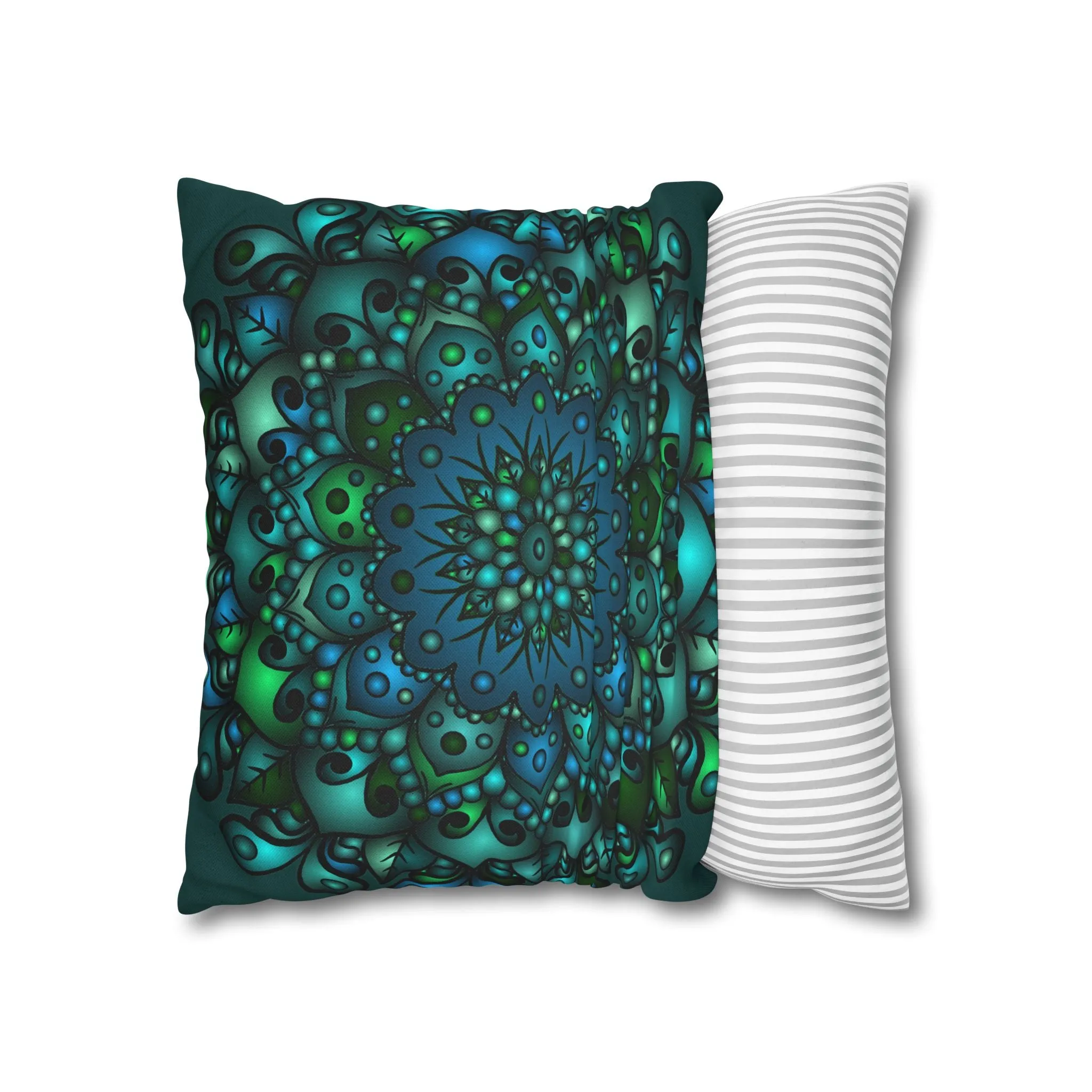 Handmade Mandala Design Pillowcase - Petroleum Green