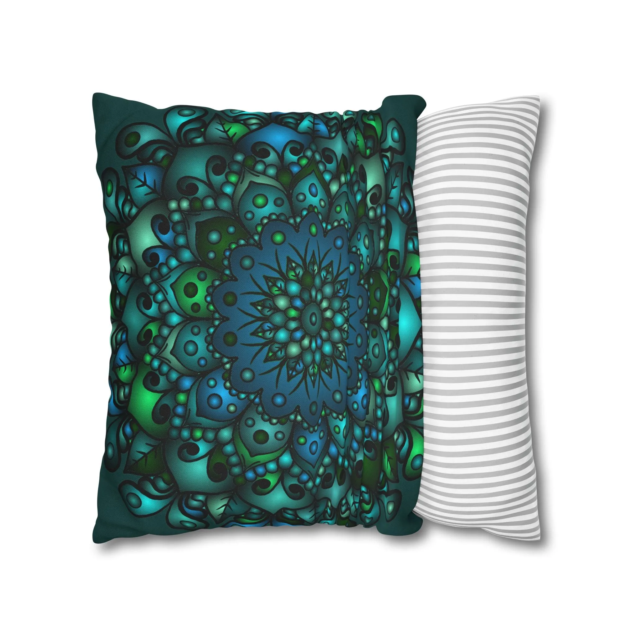 Handmade Mandala Design Pillowcase - Petroleum Green