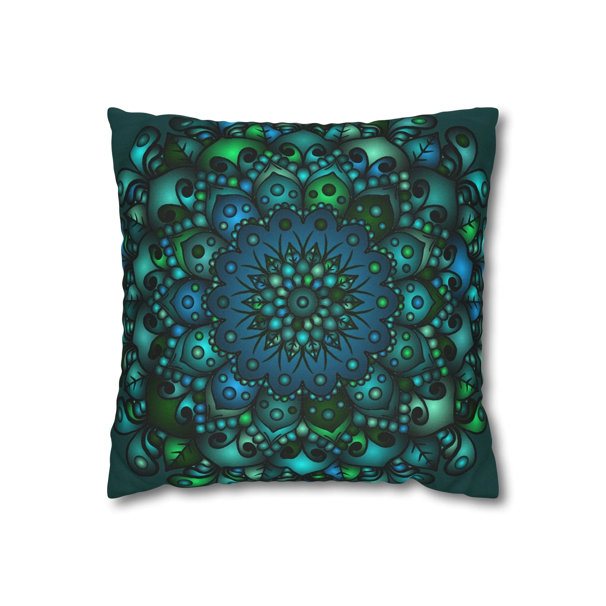 Handmade Mandala Design Pillowcase - Petroleum Green