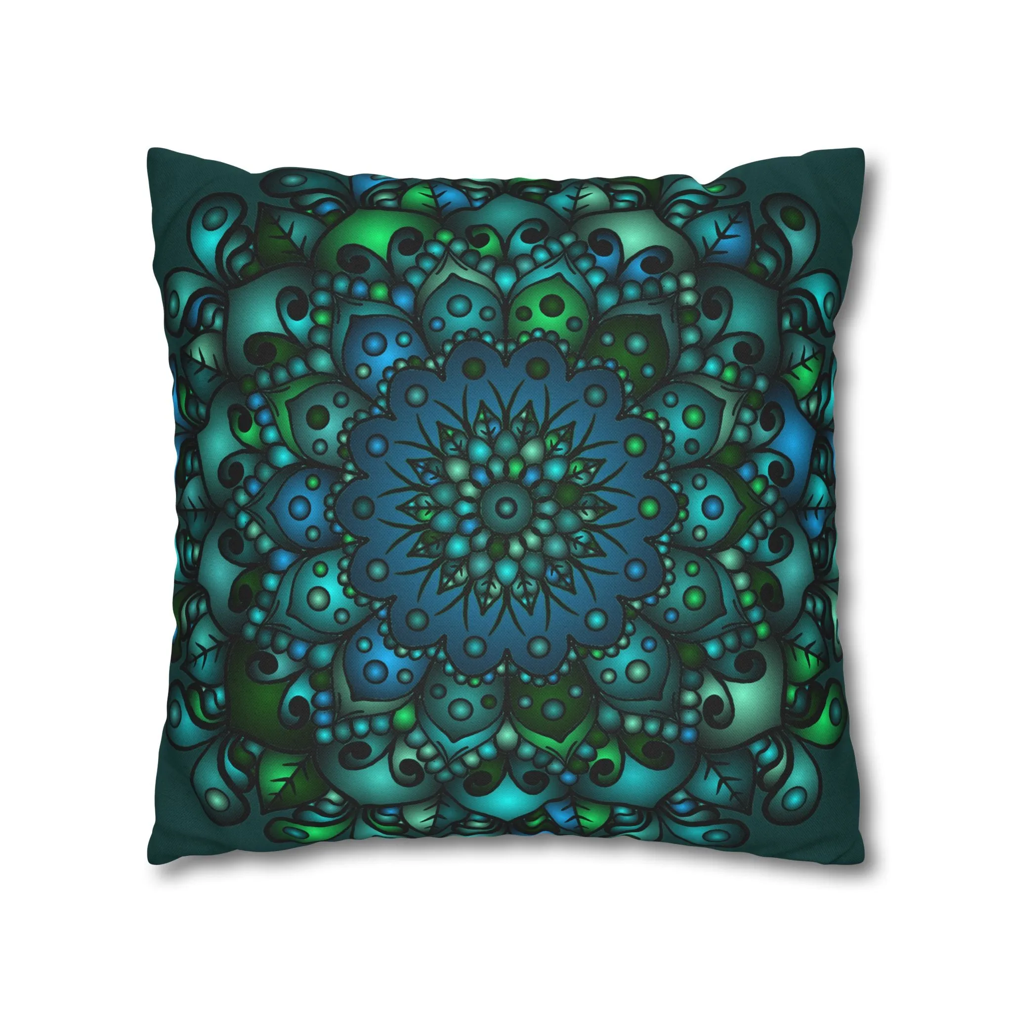 Handmade Mandala Design Pillowcase - Petroleum Green