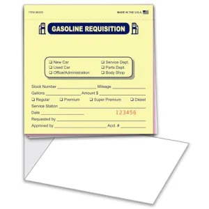 Heavy-Duty Fuel Requisition Books with Wrap-Around Cover - 5.5" x 5.5" Size, 3-Part (Yellow, Pink, White) Carbonless Forms (25/Book)