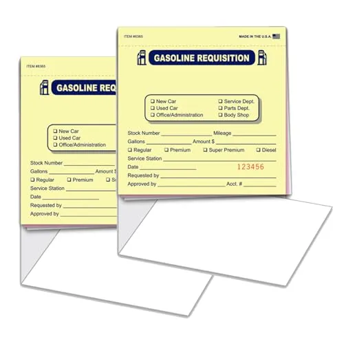 Heavy-Duty Fuel Requisition Books with Wrap-Around Cover - 5.5" x 5.5" Size, 3-Part (Yellow, Pink, White) Carbonless Forms (25/Book)