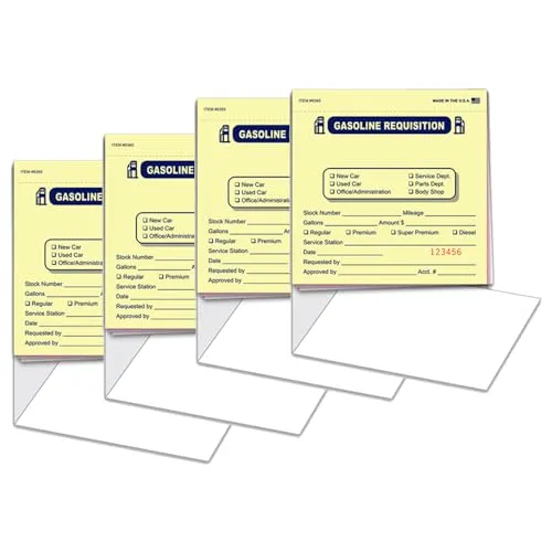 Heavy-Duty Fuel Requisition Books with Wrap-Around Cover - 5.5" x 5.5" Size, 3-Part (Yellow, Pink, White) Carbonless Forms (25/Book)