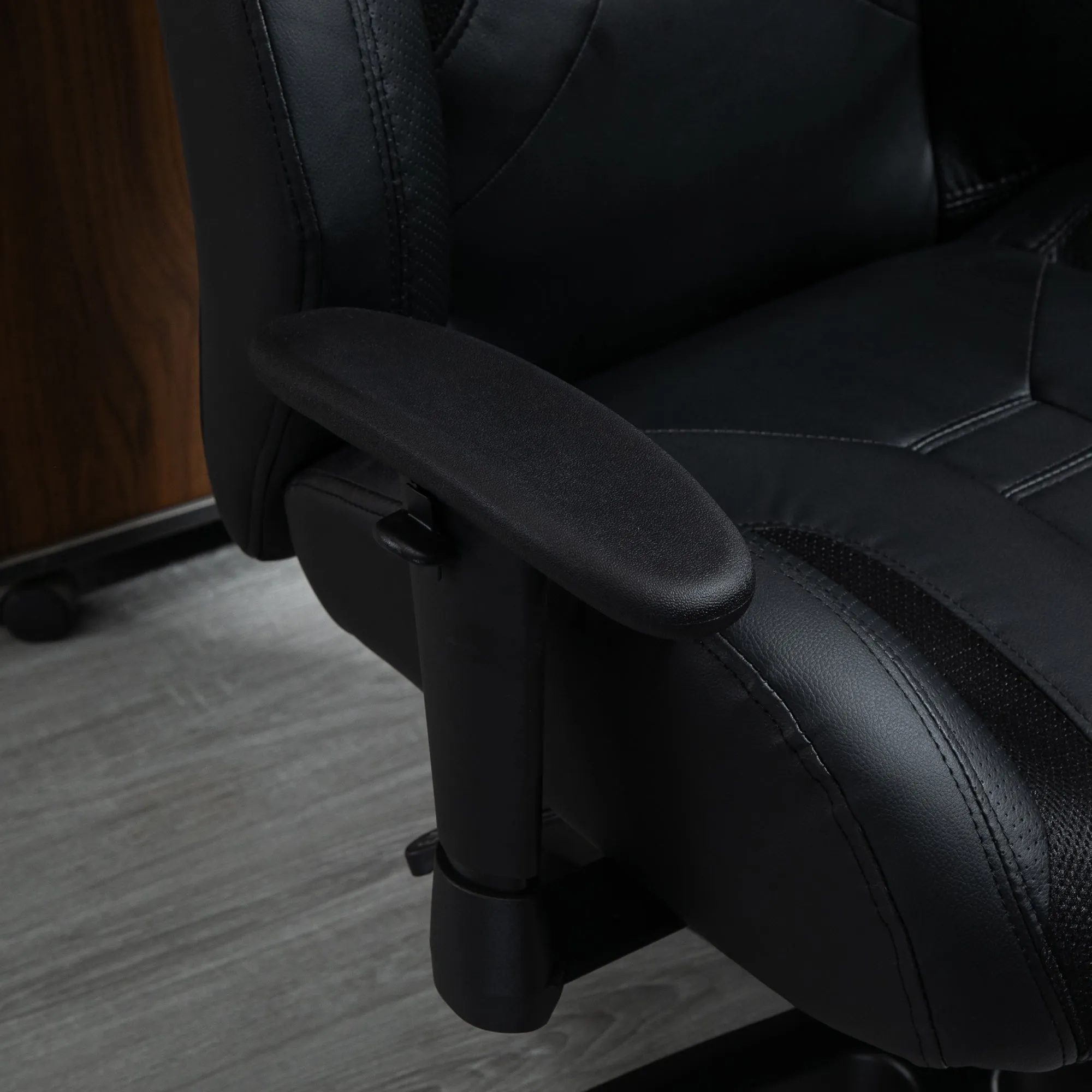 High Back Executive Office Chair Mesh & Fuax Leather Gaming Gamer Chair with Swivel Wheels, Adjustable Height and Armrest, Black