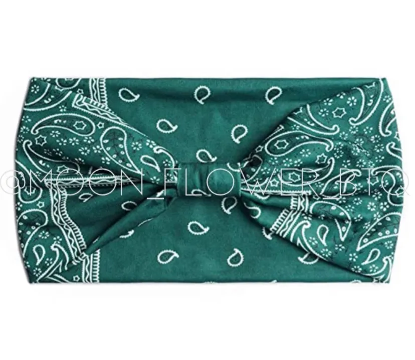 Jade Green Paisley Print Turban Headband Ear Warmer