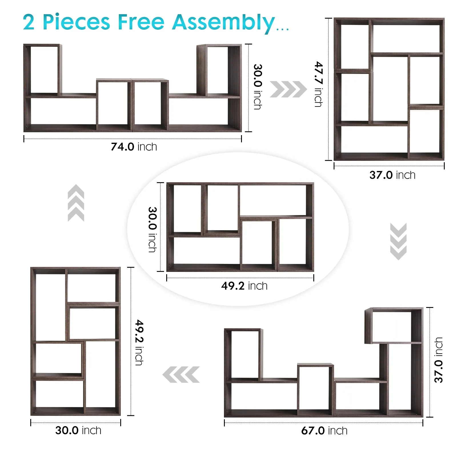 Kaboon Free Combination Shelf Unit--Eucalyptus