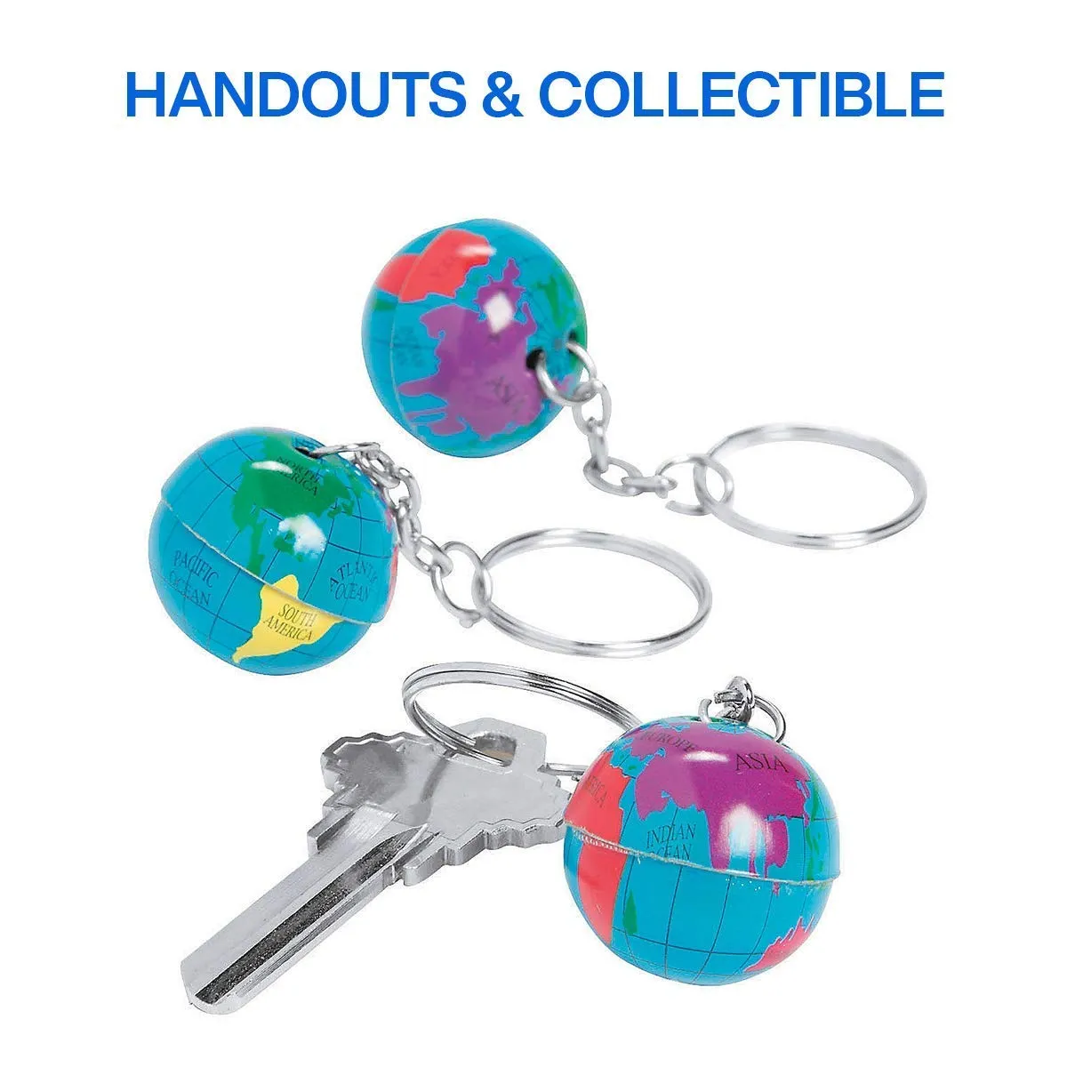 Kicko 1 Inch Globe Keychain - 12-Pack Mini Backpack Hook for Travelers - Keyring for Bag