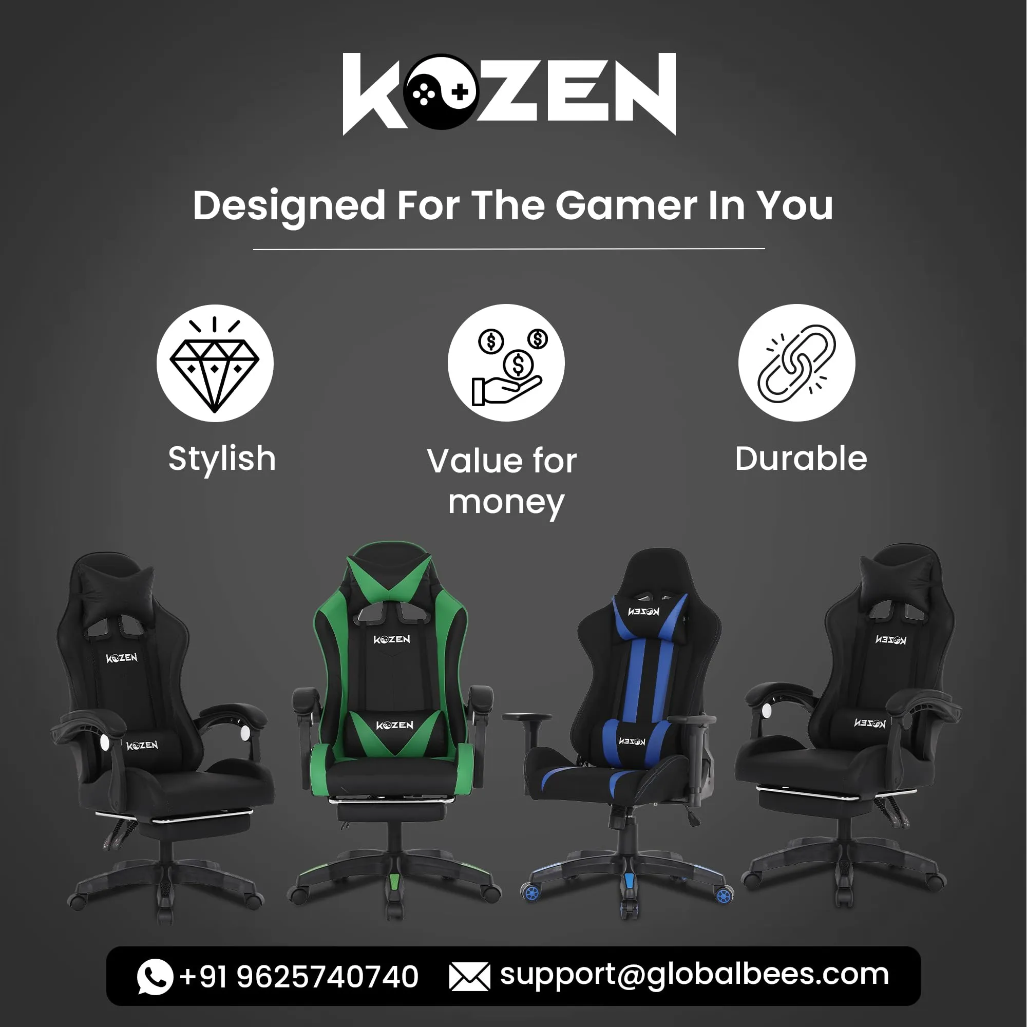 KOZEN Gaming Chair with Retractable Padded Footrest, 135° Recliner Chair with Premium PVC Fabric, Ergonomic Chair, Computer Chair, Class 3 Gas lift, Adjustable Headrest & Lumbar Cushion, Pink, 1