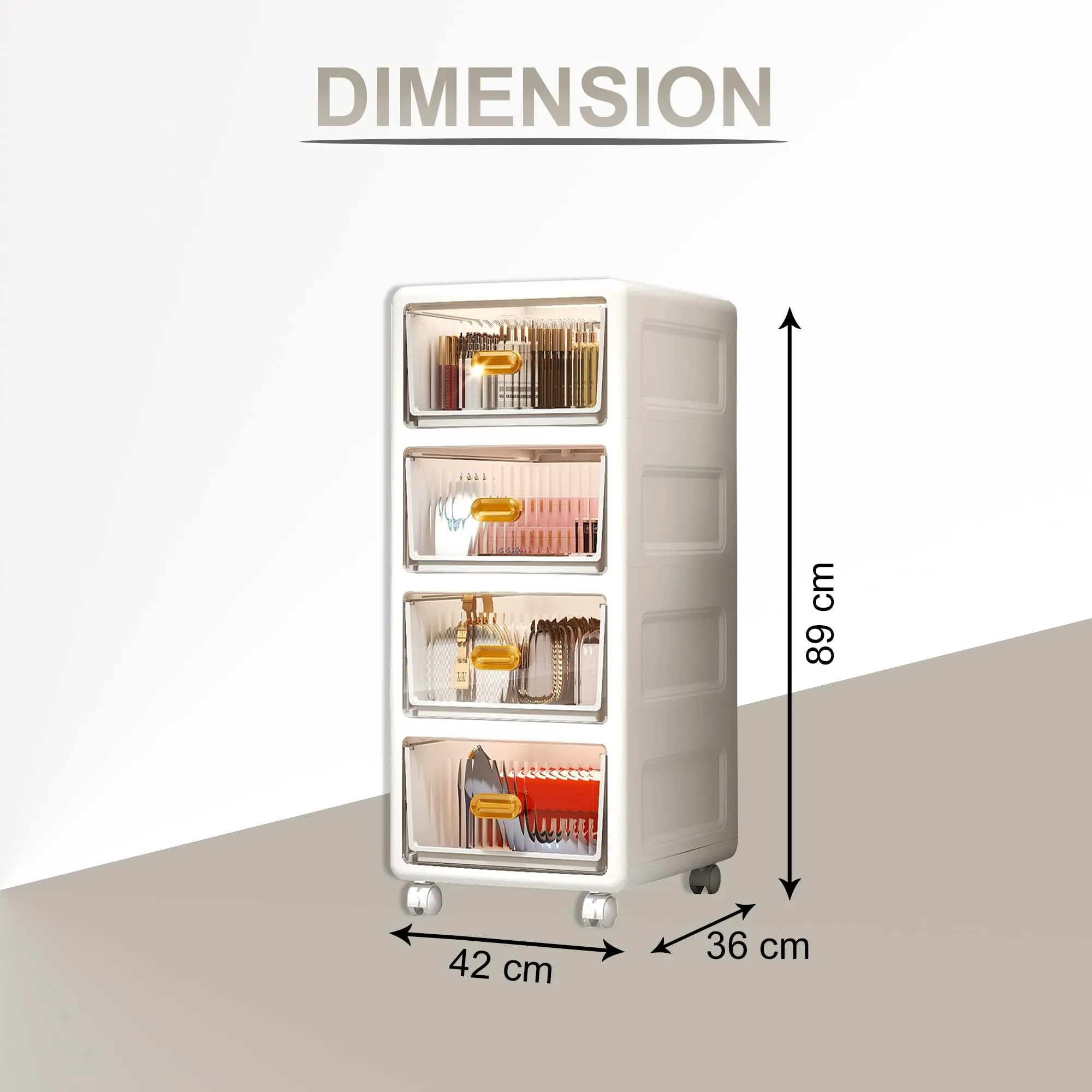 Kuber Industries (Set of 3) Single Door Cupboard for Clothes with 360 Degree Wheels - Thin Plastic Almirah for Baby Items, Kids Toys, Storage - White