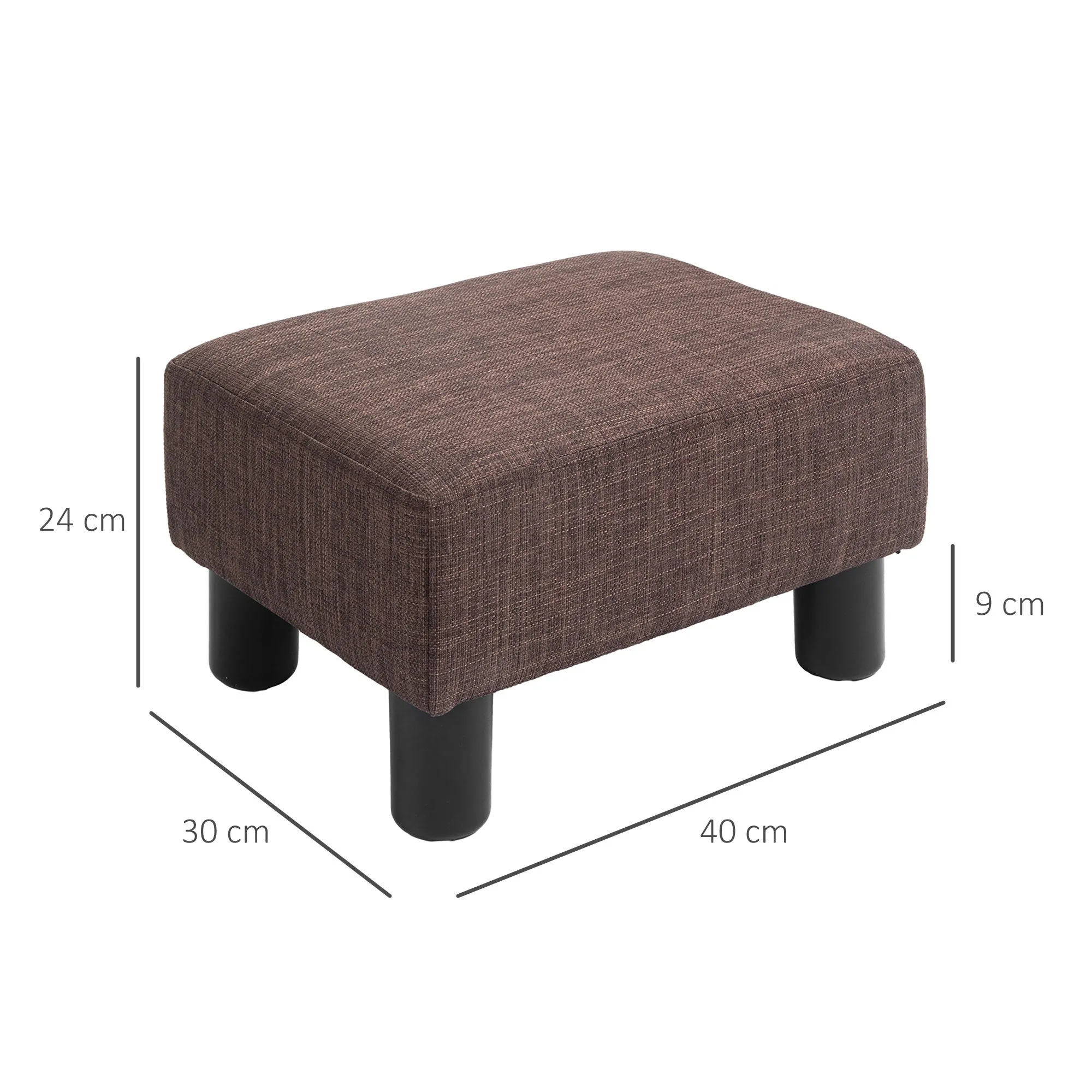 Linen Fabric Footstool Ottoman Cube with 4 Plastic Legs