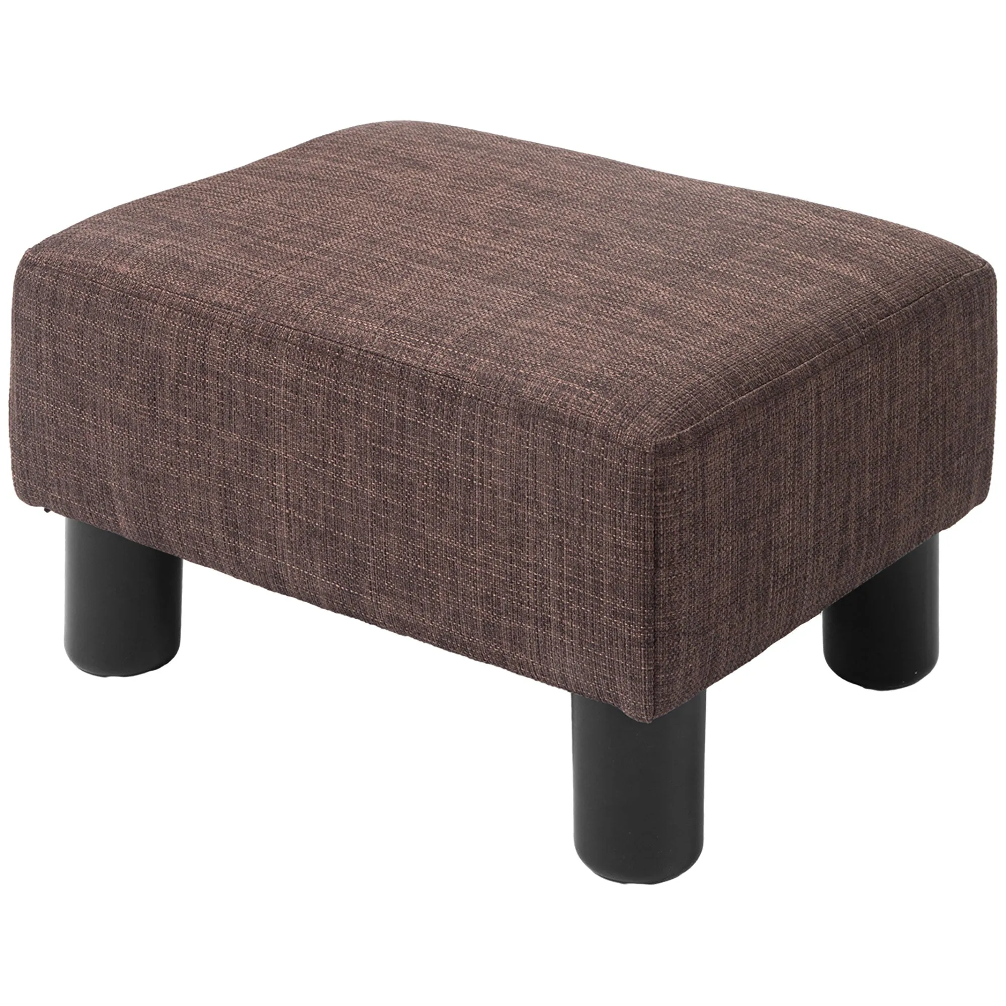 Linen Fabric Footstool Ottoman Cube with 4 Plastic Legs