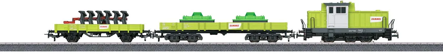 Marklin HO 29652 Farming Train Starter Set - 3-Rail - Digital - Start Up -- Claas DHG 700 Diesel, 2 Cars, Farm Machines, C-Track Oval Siding, Control St