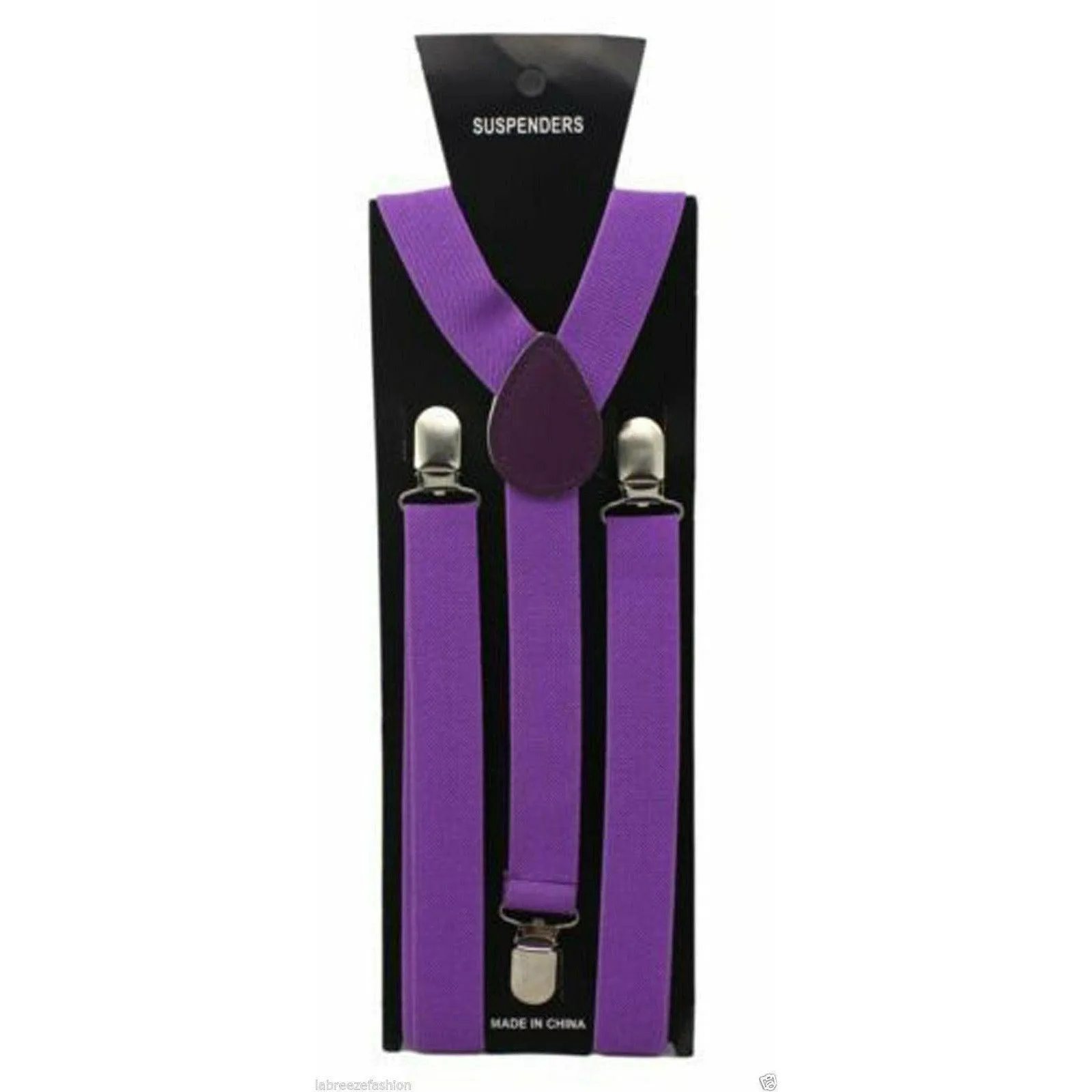 MEN ADJUSTABLE SLIM PRINTED BRACES TROUSER SUSPENDERS (Purple)