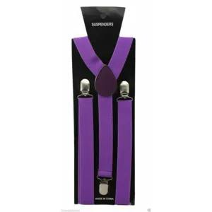 MEN ADJUSTABLE SLIM PRINTED BRACES TROUSER SUSPENDERS (Purple)